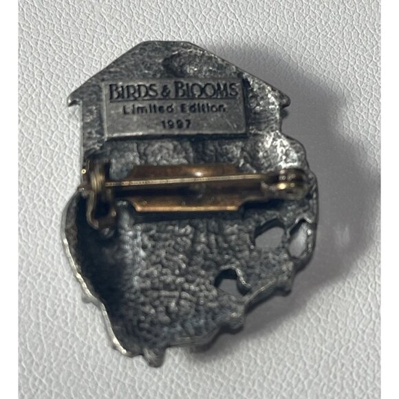 Birds & Blooms Limited Edition 1997 Pewter Pin Brooch - Picture 2 of 3